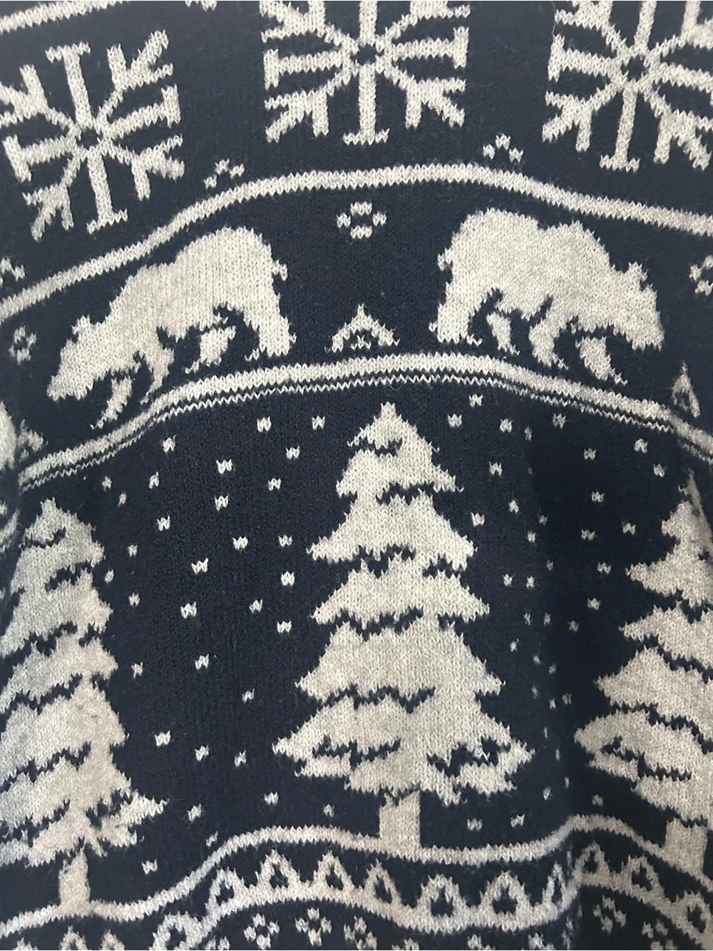 Old Navy Navy &White Holiday Polar Bear & Christmas Tree Sweater Boys Sz M SOFT